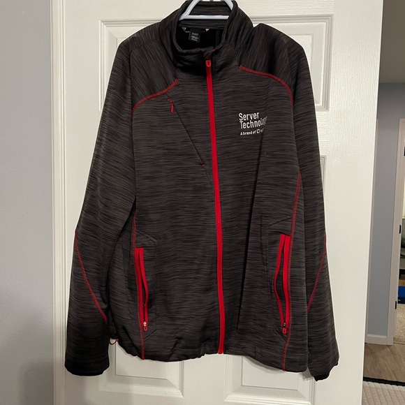 Men's Black and Red Lightweight Jacket - Picture 1 of 6